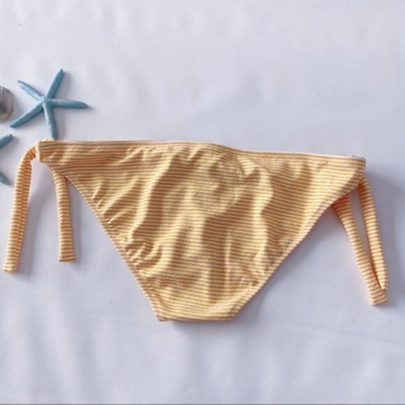 J. Crew | Side Tie Lowrider Bikini Bottom Faded Stripe Orange Gold Retro Plus 3X - Picture 8 of 11